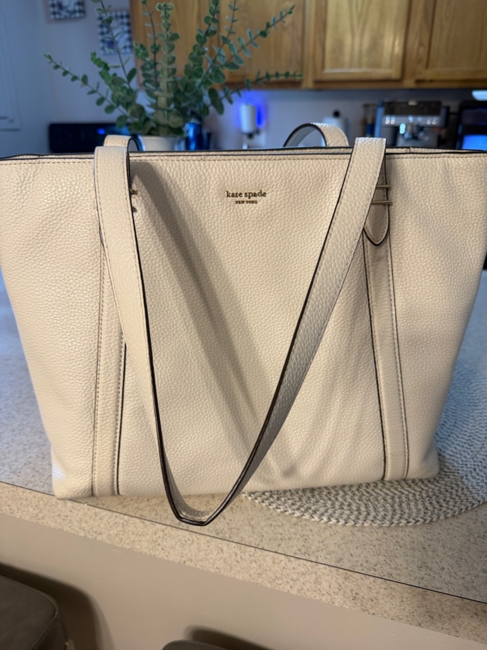 kate spade Pebble Leather Ivory Tote